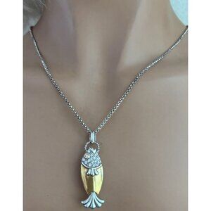 Brighton Ocean Dream Gold Silver Fish Crystal Pendant Necklace. never worn